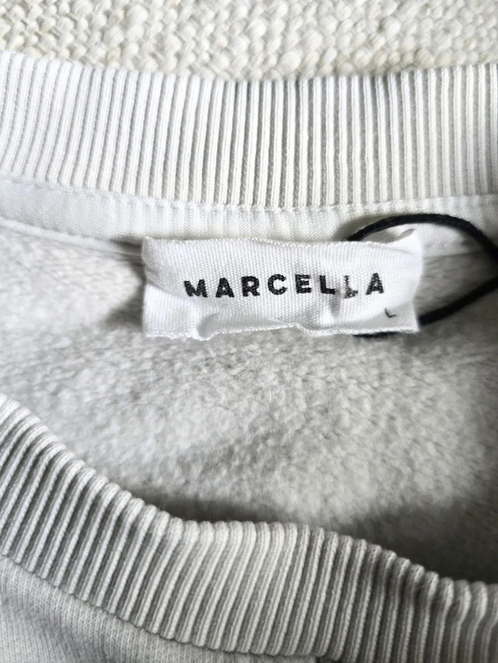 Marcella NYC Maris Sweatshirt European French Terry Puff-Sleeve Cream Large - Picture 8 of 8